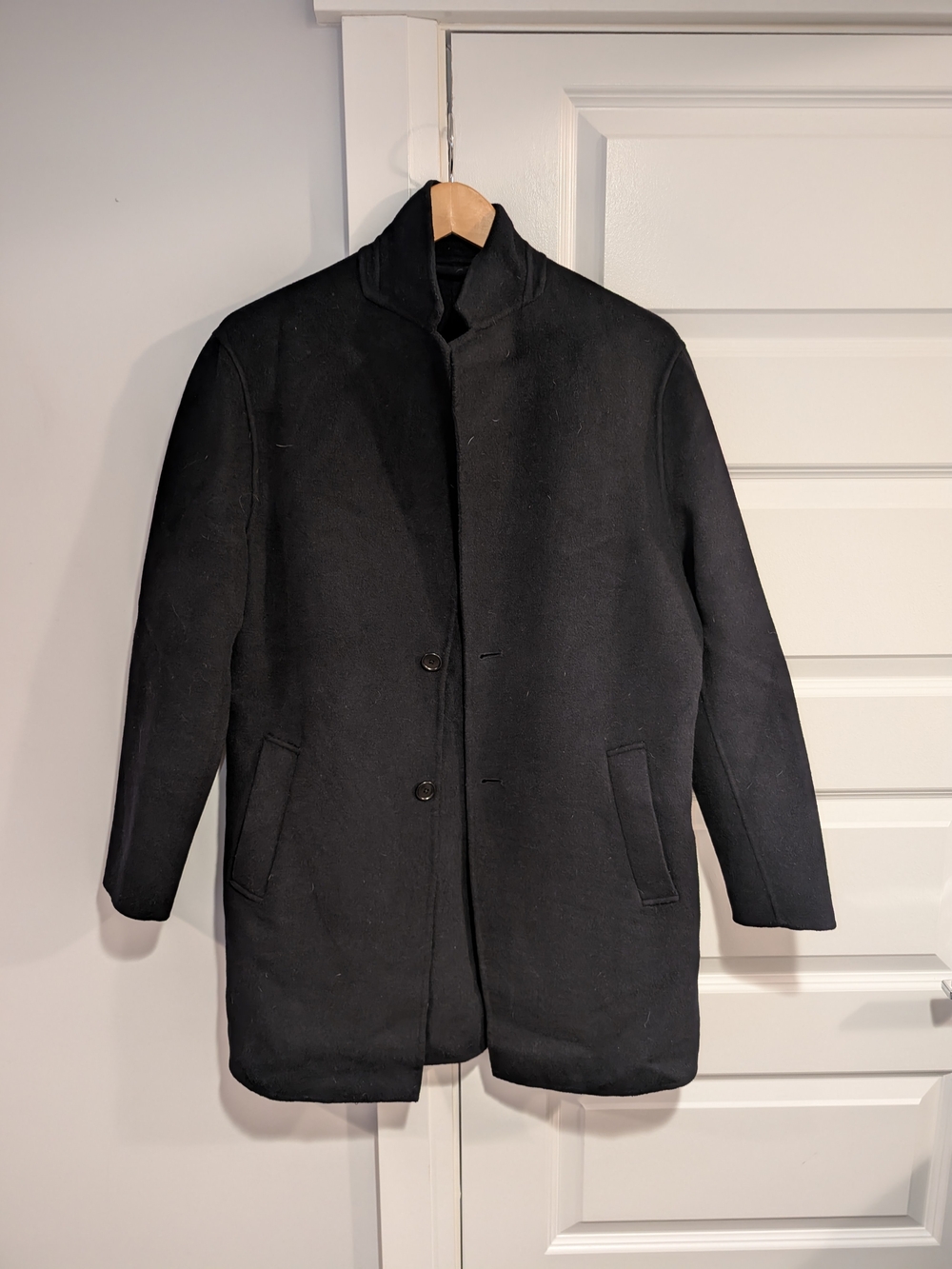 Zara Black Men's Wool-Blend Overcoat